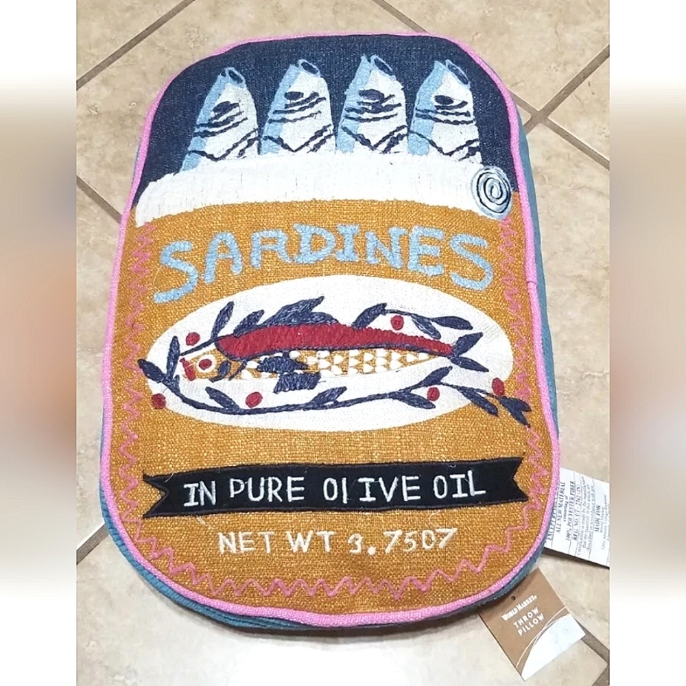 World Market Sardines Tin Decorative Throw Pillow